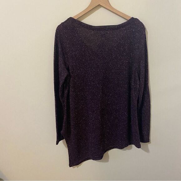 Lane Bryant Purple Shimmer Asymmetric Hem Top - Picture 5 of 10